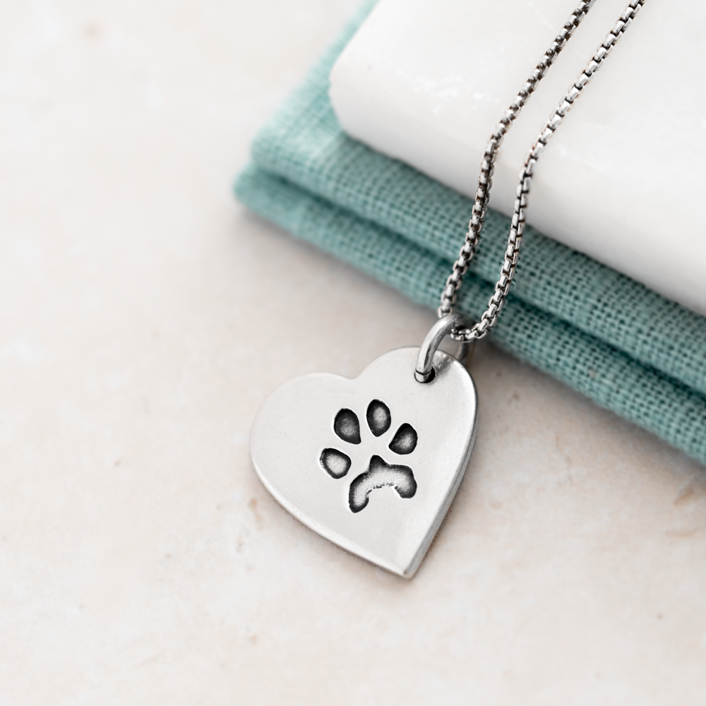 PDTJMTG Paw Print Necklace Sterling Silver Heart Dog India | Ubuy